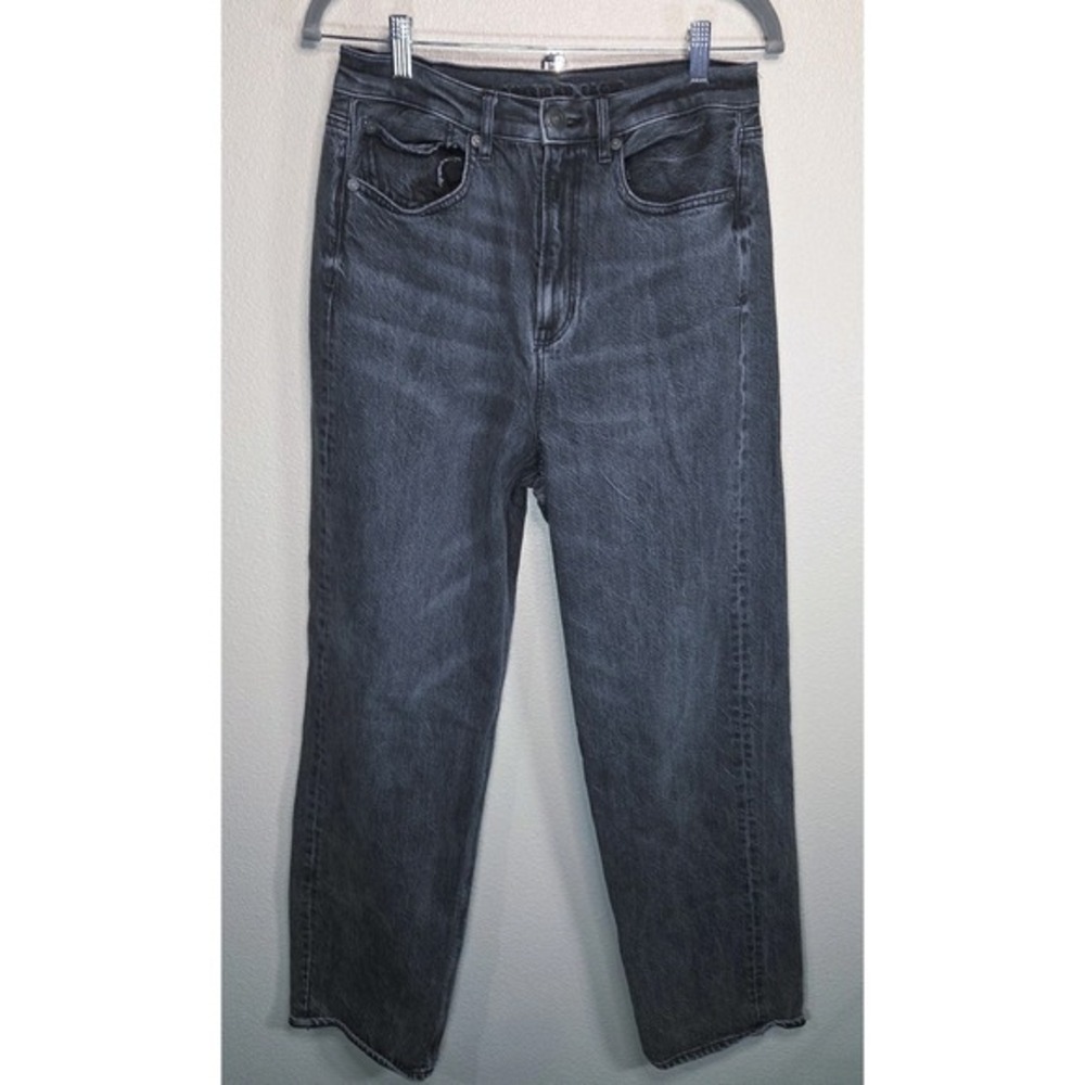 American Eagle Baggy Straight Jeans Women‎ 6 Gray Washed Denim Casual